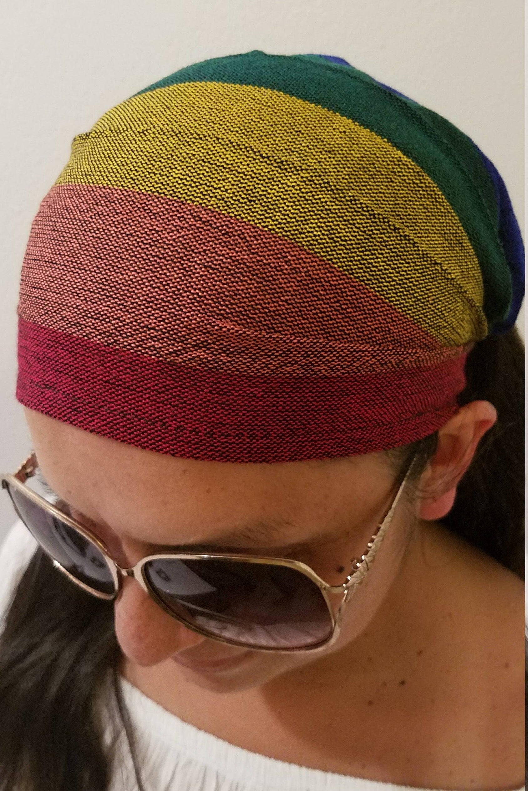 Wide Rainbow Boho Headband | Multicolored Hippie Headband