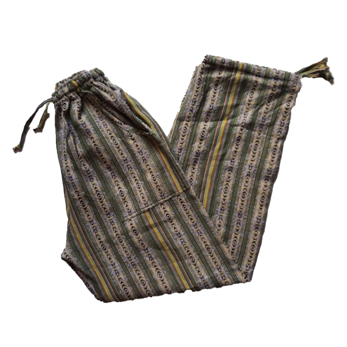 Pants Size L | Woven Mens Hippie Pants | Womens Lounge Wear | Comfy Clothes | Lavender Light Green | Father's Day Gift
