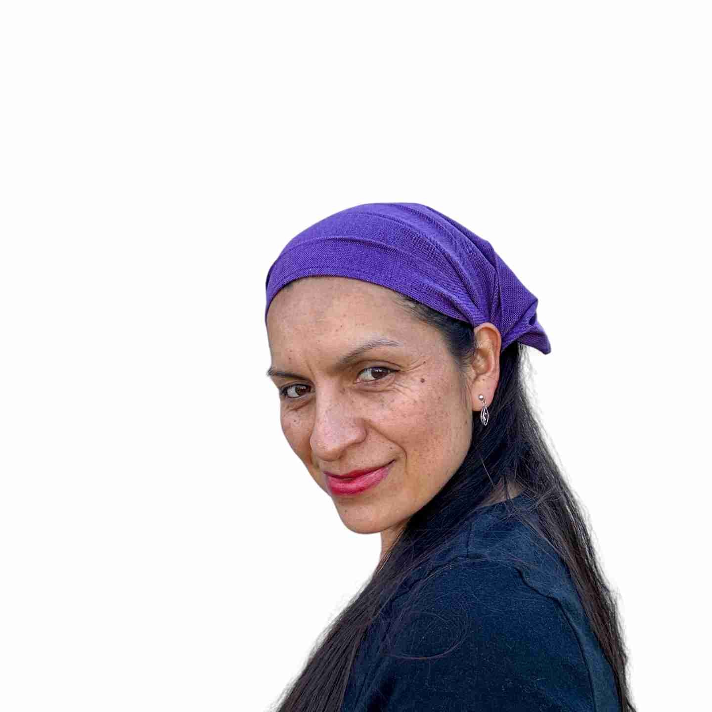 Stretchy Wide Headband for Women and Men, Solid Colors, Discover our soft cotton blend, adjustable, and elastic wide headband. Perfect for sports or yoga, handmade by Ecuadorian artisans.