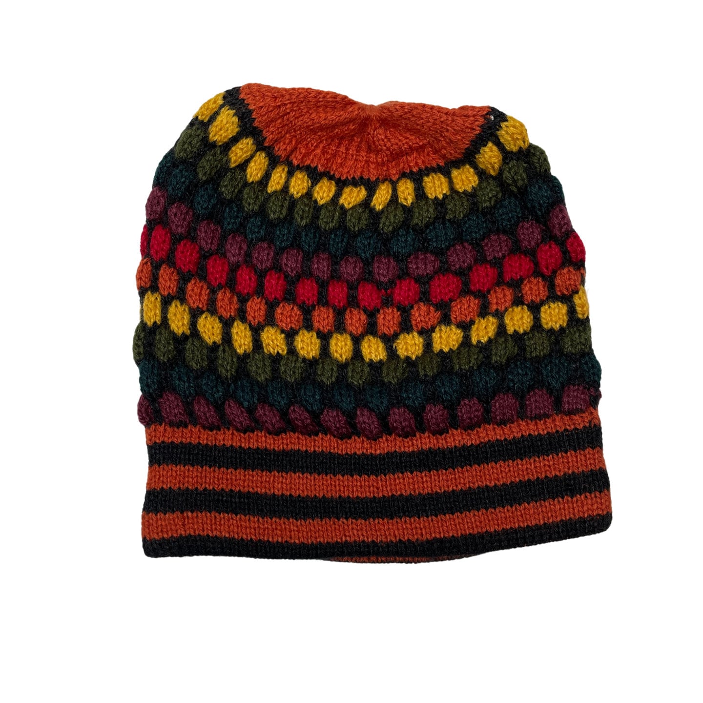 Colorful Knitted Alpaca Beanie Hat One Size