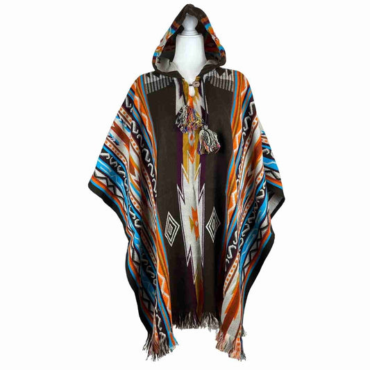 Versatile Men's and Women's Hooded Poncho | Chocolate Orange