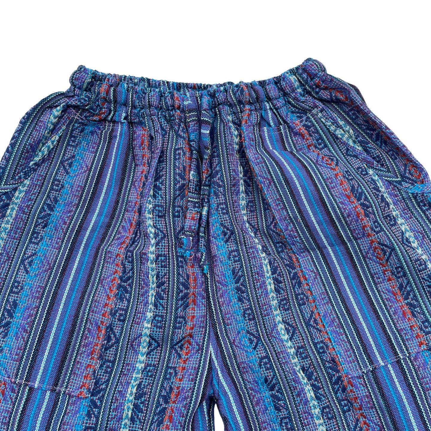 Unisex Woven Boho Cargo Shorts Size L | Hippie Shorts | Tribal Shorts | Blue Perennial Lilac