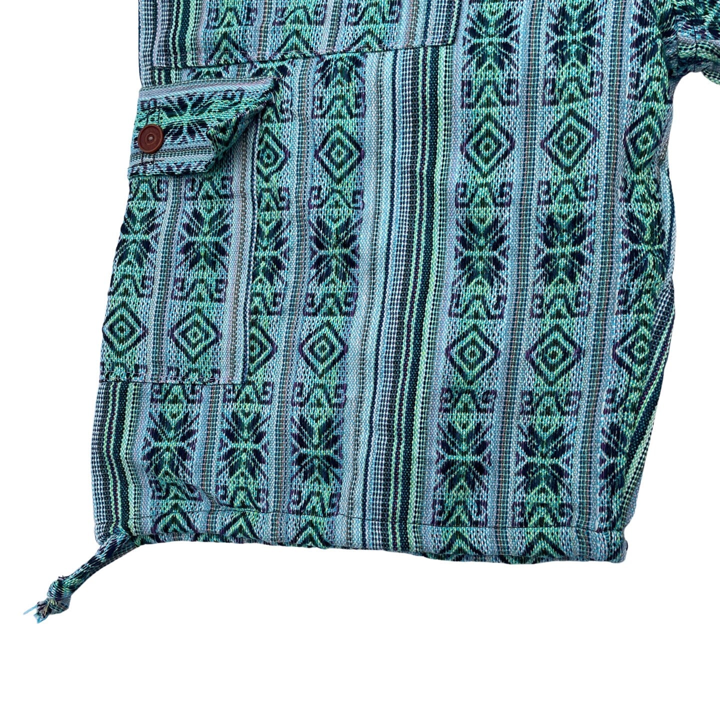 Unisex Woven Boho Cargo Shorts Size L | Gecko Green Black