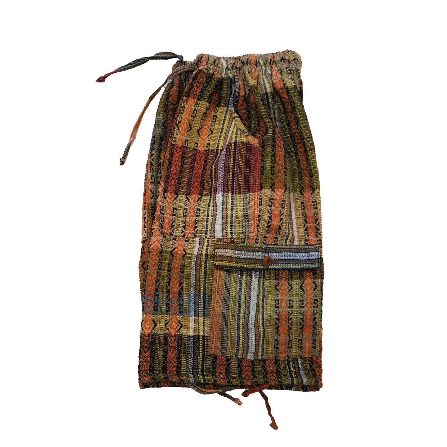 Men's Cotton Bohemian Cargo Shorts Size M | Comfy Clothes | Mustard Orange | Hippie Womens Clothes | Mother's Day Gift