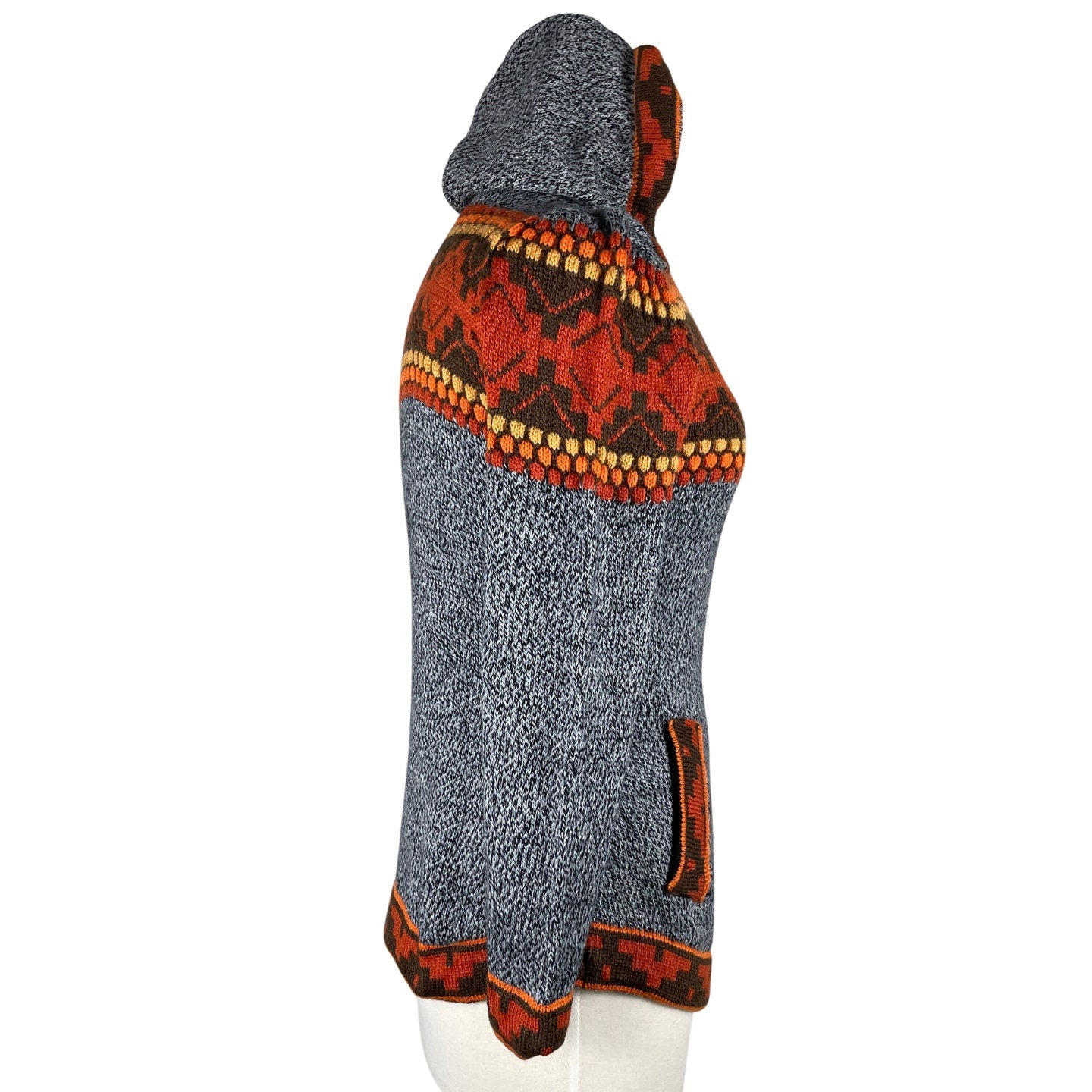 Soft Hooded Alpaca Sweater | Gray Orange
