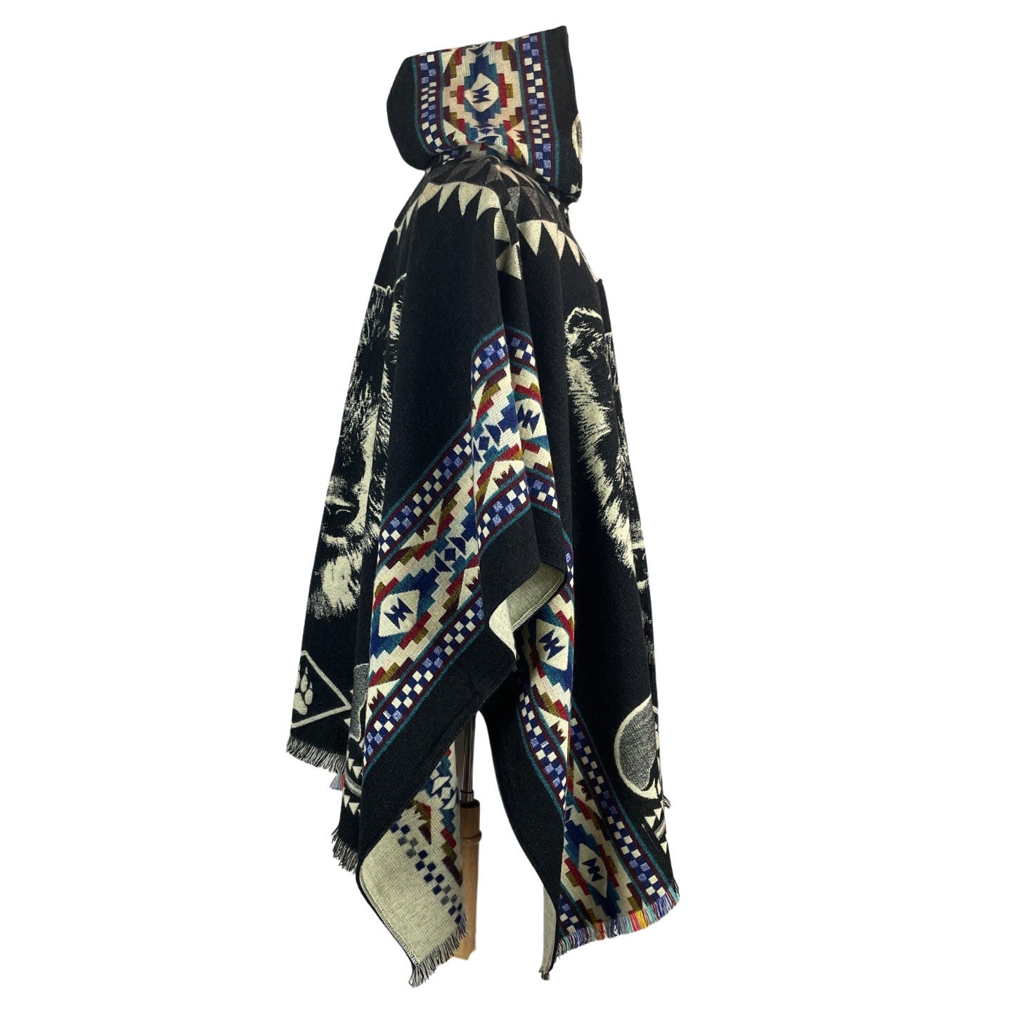 Wolf Dreamcatcher Hooded Poncho | Black Blue