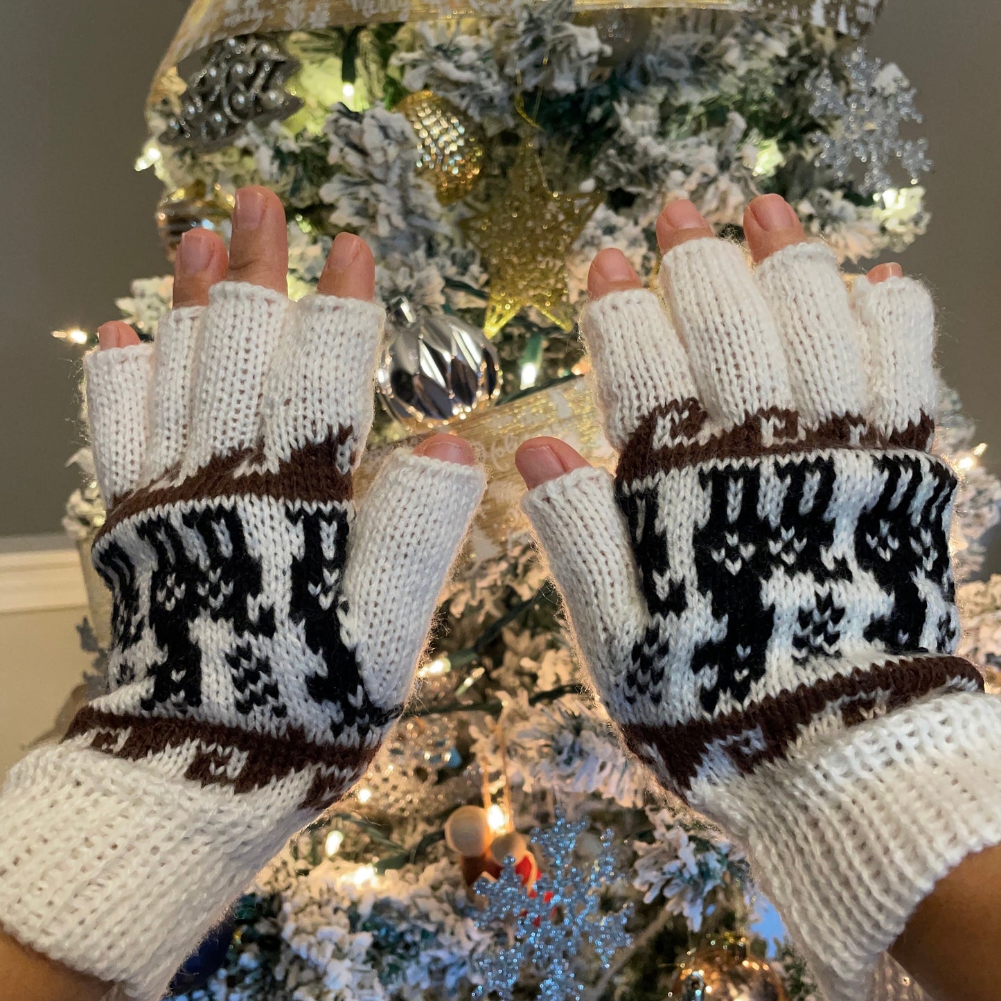 Alpaca Fingerless Gloves Size SM Neutral Colors