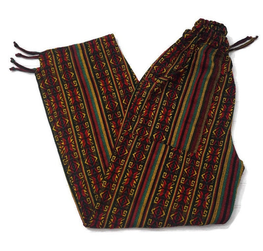 Pants Size XL | Woven Mens Hippie Pants | Womens Lounge Wear | Comfy Clothes | Rasta | Father's Day Gift