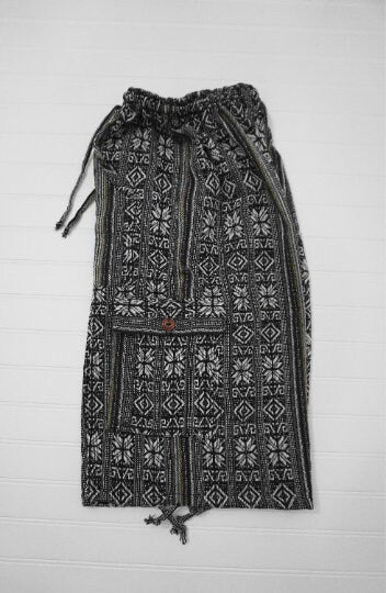 Shorts | Womens Shorts | Mens Shorts | Hippie Shorts | Cargo Shorts with Pockets | Black White | Lounge Wear