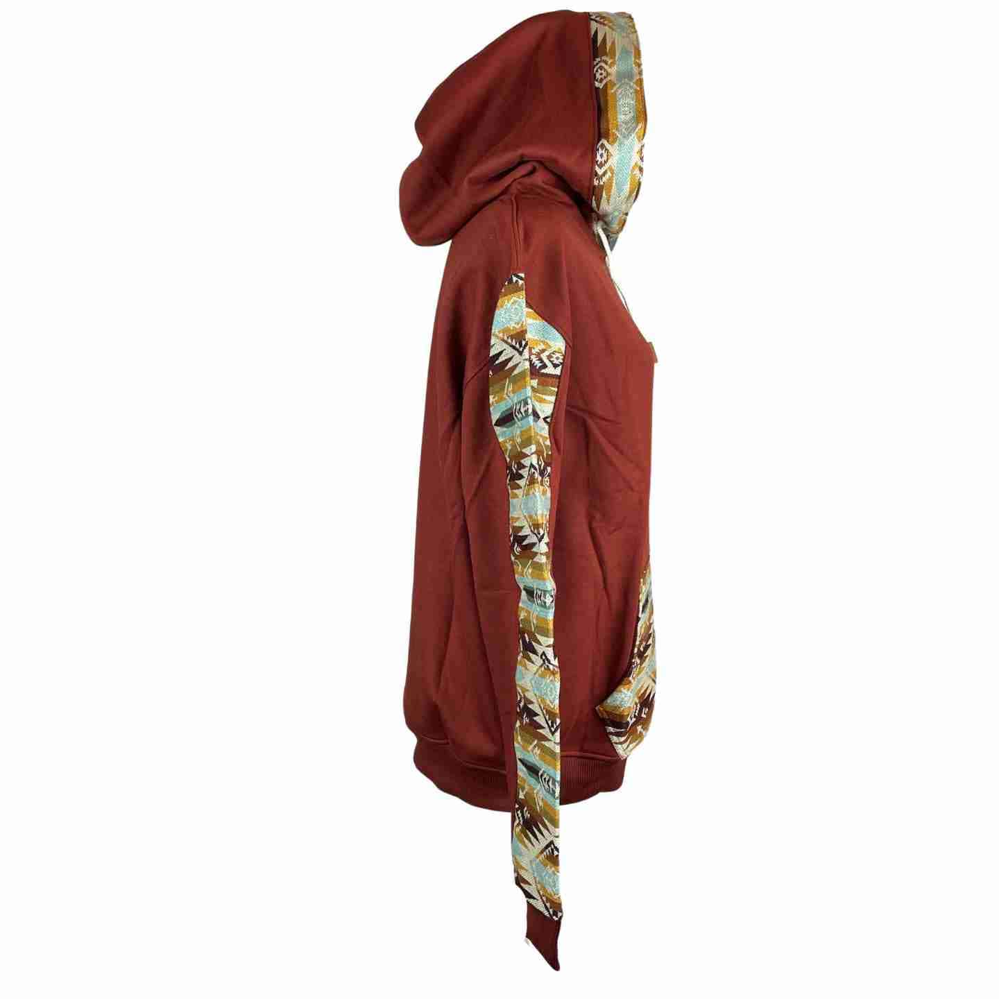 Warm Soft Mens Cotton Jacket Hoodie Size M | Burnt Orange Beige
