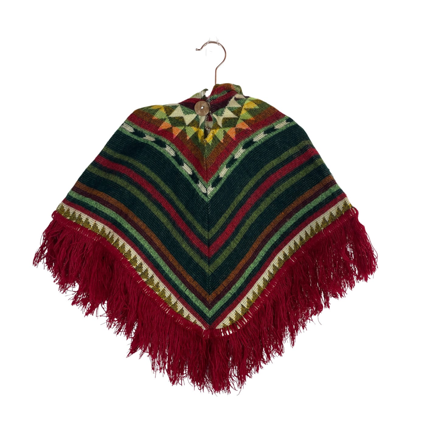 Hooded Alpaca Wool Baby Cape 0-12 months | Kids Overcoat | Red Green Stripes