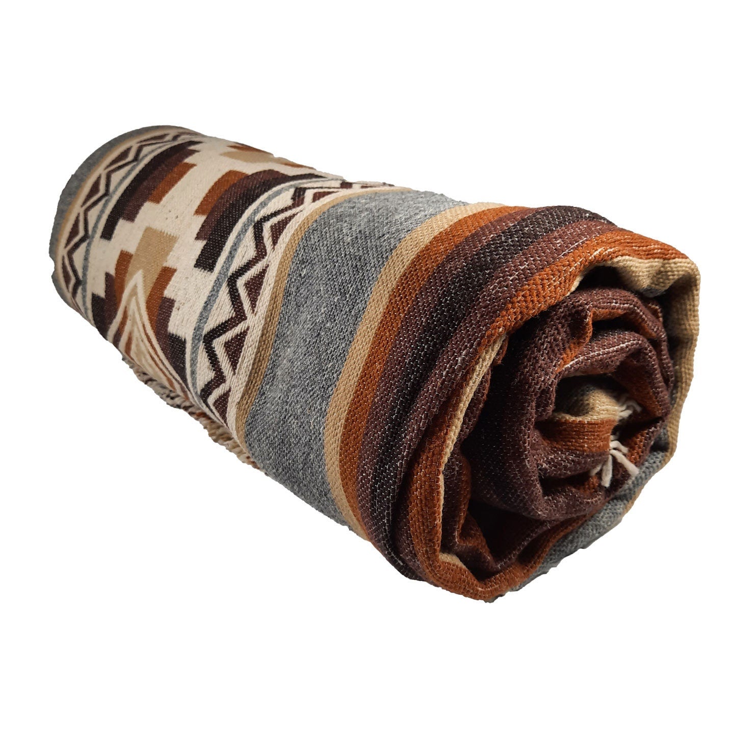 Weighted Geometric Sheep Wool Blanket | Brown Gray