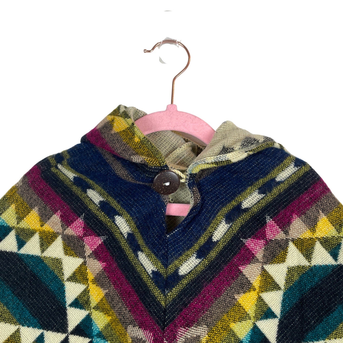 Hooded Alpaca Wool Baby Cape 0-12 months | Kids Overcoat | Yellow Magenta Beige