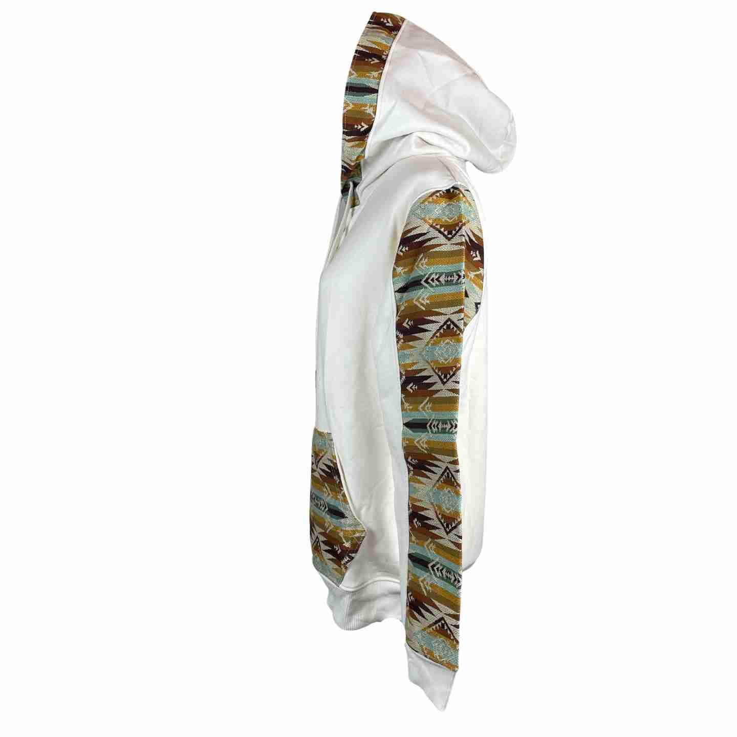 Warm Soft Mens Cotton Jacket Hoodie Size S | White Brown