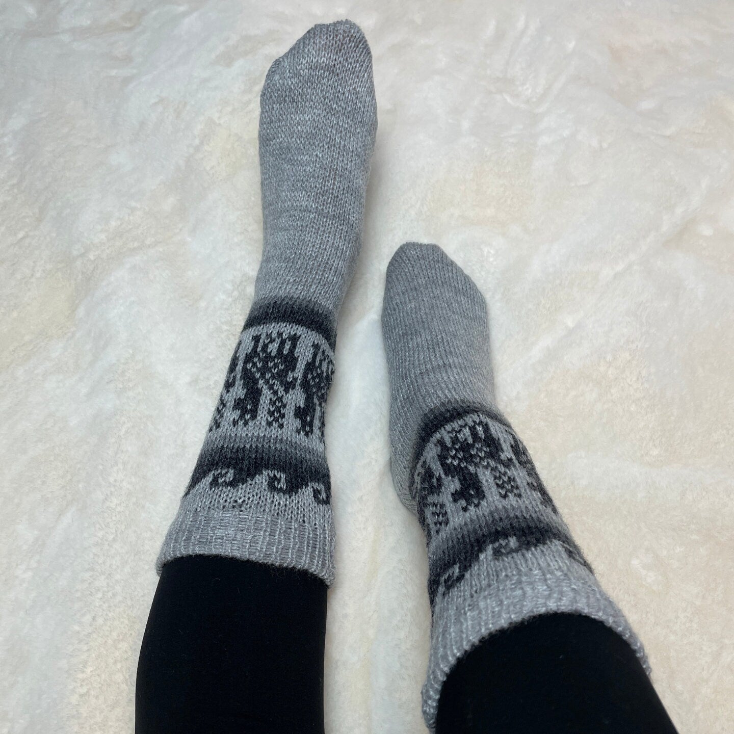 Warm Soft Winter Wool Neutral Colors Mid Calf Socks | Size 9-10 US Adult Socks