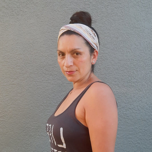 Wide Hippie Headband | Beige Yellow