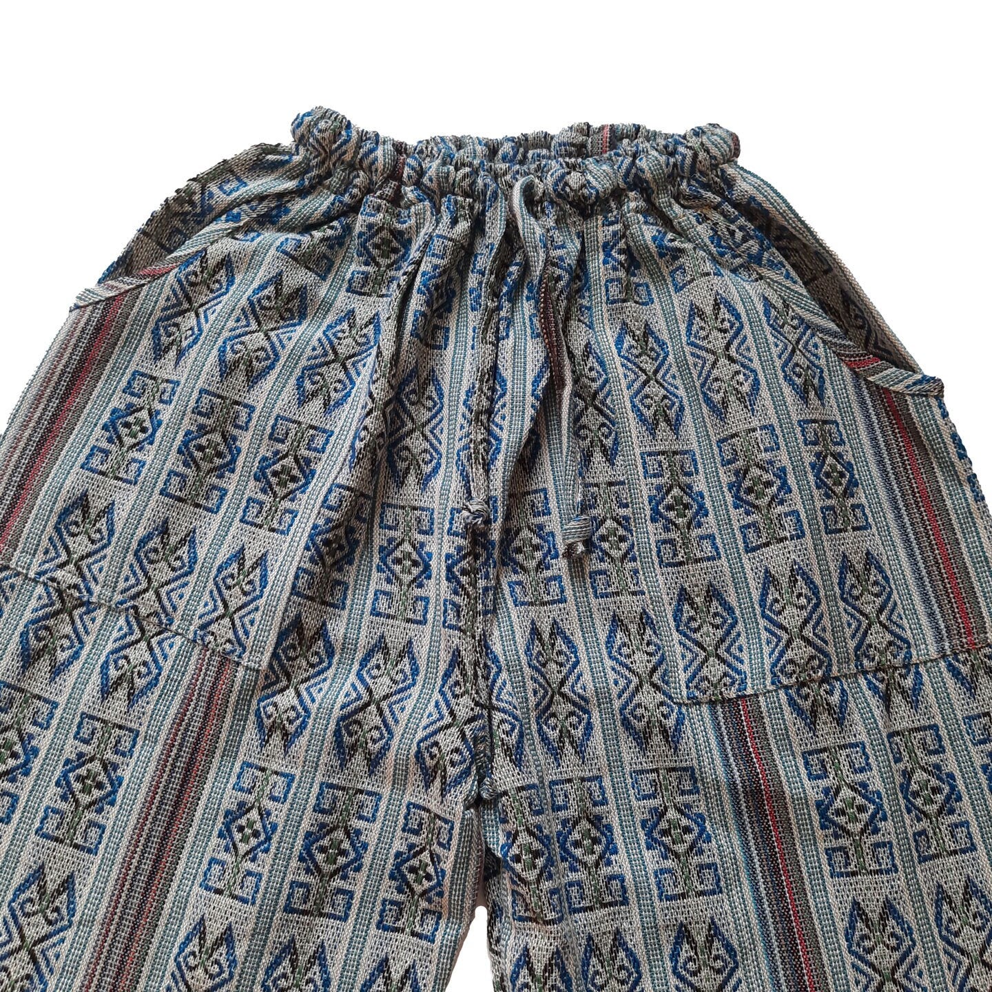 Pants Size M | Woven Mens Hippie Pants | Dark Blue White Womens Pants with 4 Pockets | Loungewear | Father's Day Gift