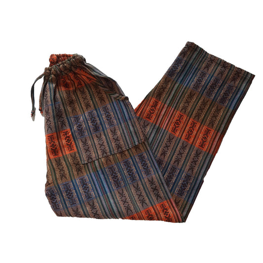 Pants Size M | Woven Mens Hippie Pants | Earthy Orange Womens Pants with 4 Pockets | Loungewear | Father's Day Gift
