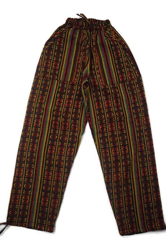 Pants Size XL | Woven Mens Hippie Pants | Womens Lounge Wear | Comfy Clothes | Rasta | Father's Day Gift