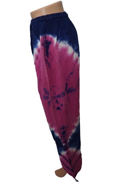 Tie Dye Pants Size XL | Hippie Pants | Loungewear Womens Pants |Comfy Clothes | Blue White Pink | Father's Day Gift