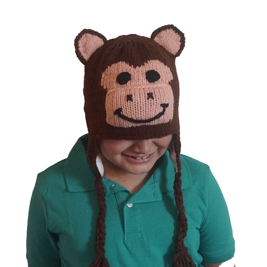 Monkey Fleece Beanie Hat for Kids