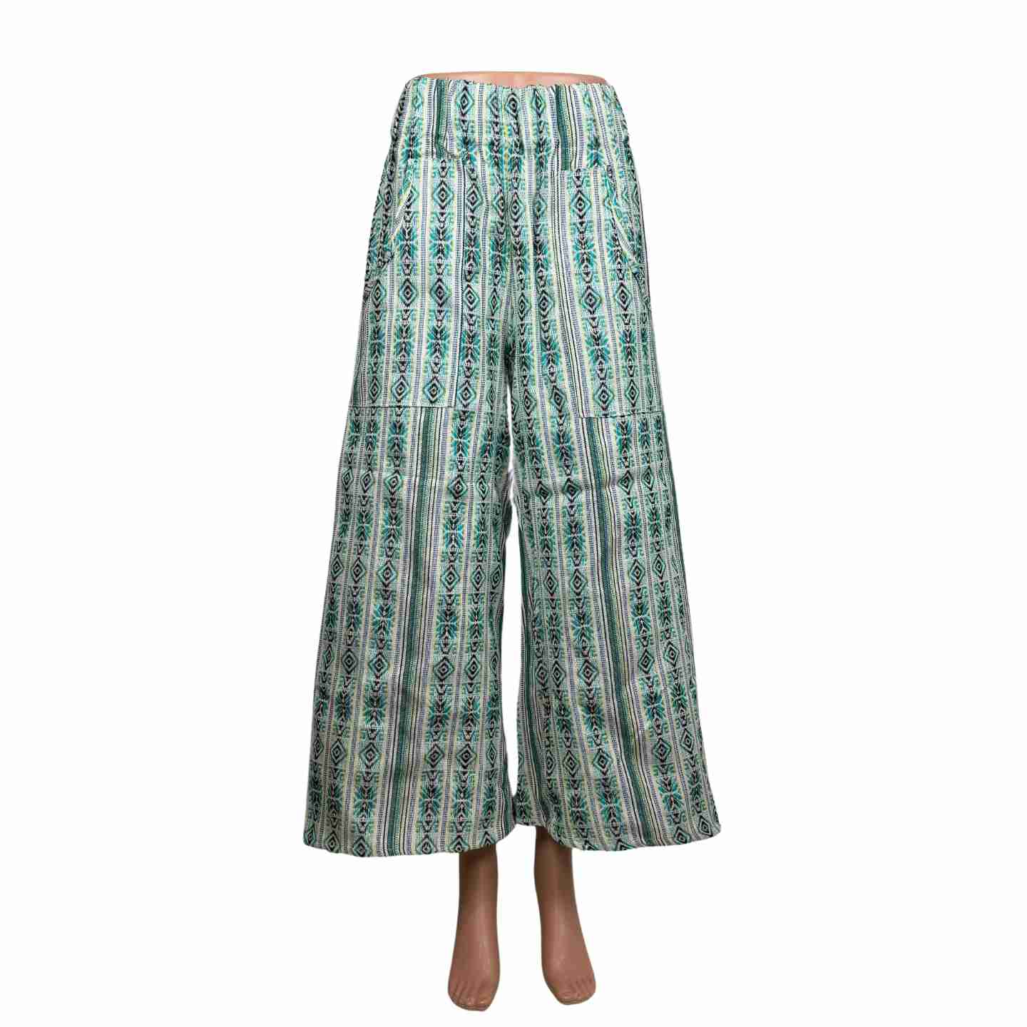 Boho Palazzo Pants with Pockets – Handmade Wide Leg Cotton Festival Pants, Unisex Hippie Trousers