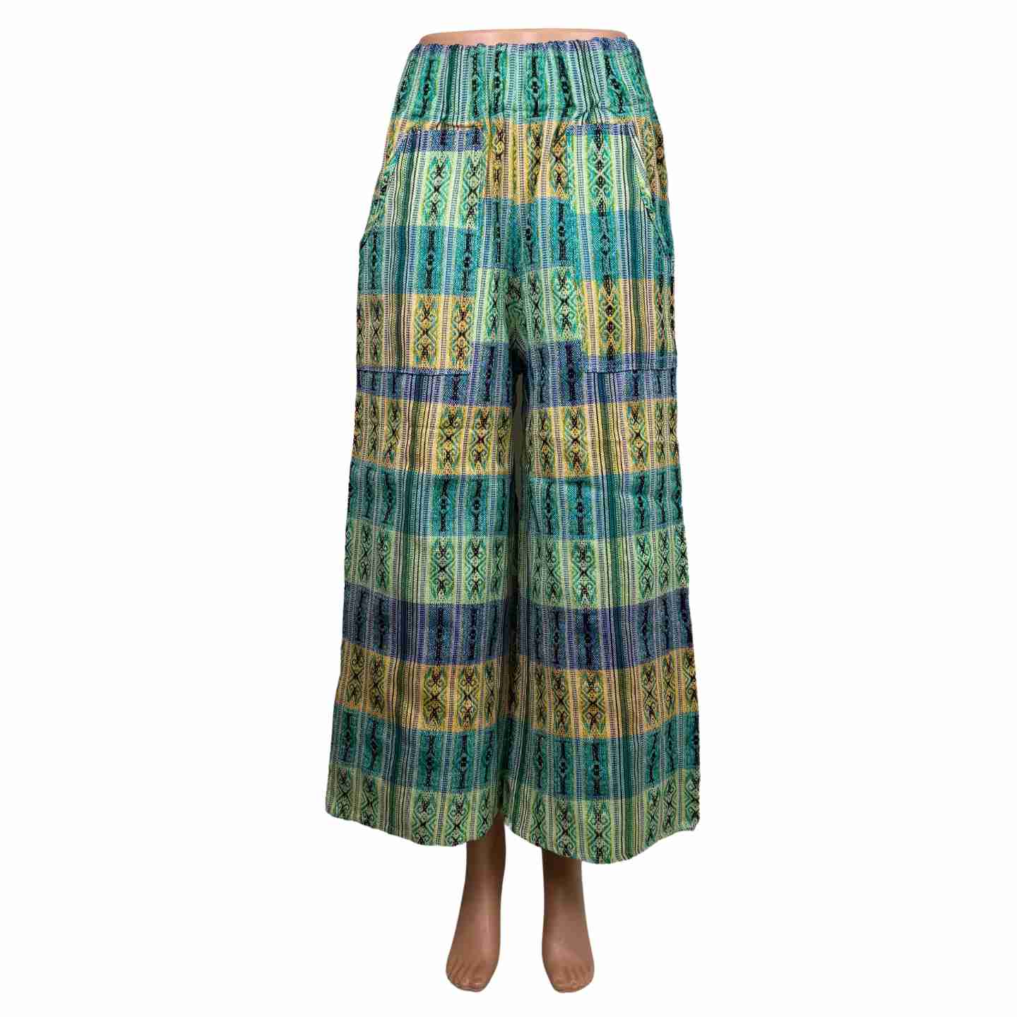 Boho Palazzo Pants with Pockets – Handmade Wide Leg Cotton Festival Pants, Unisex Hippie Trousers