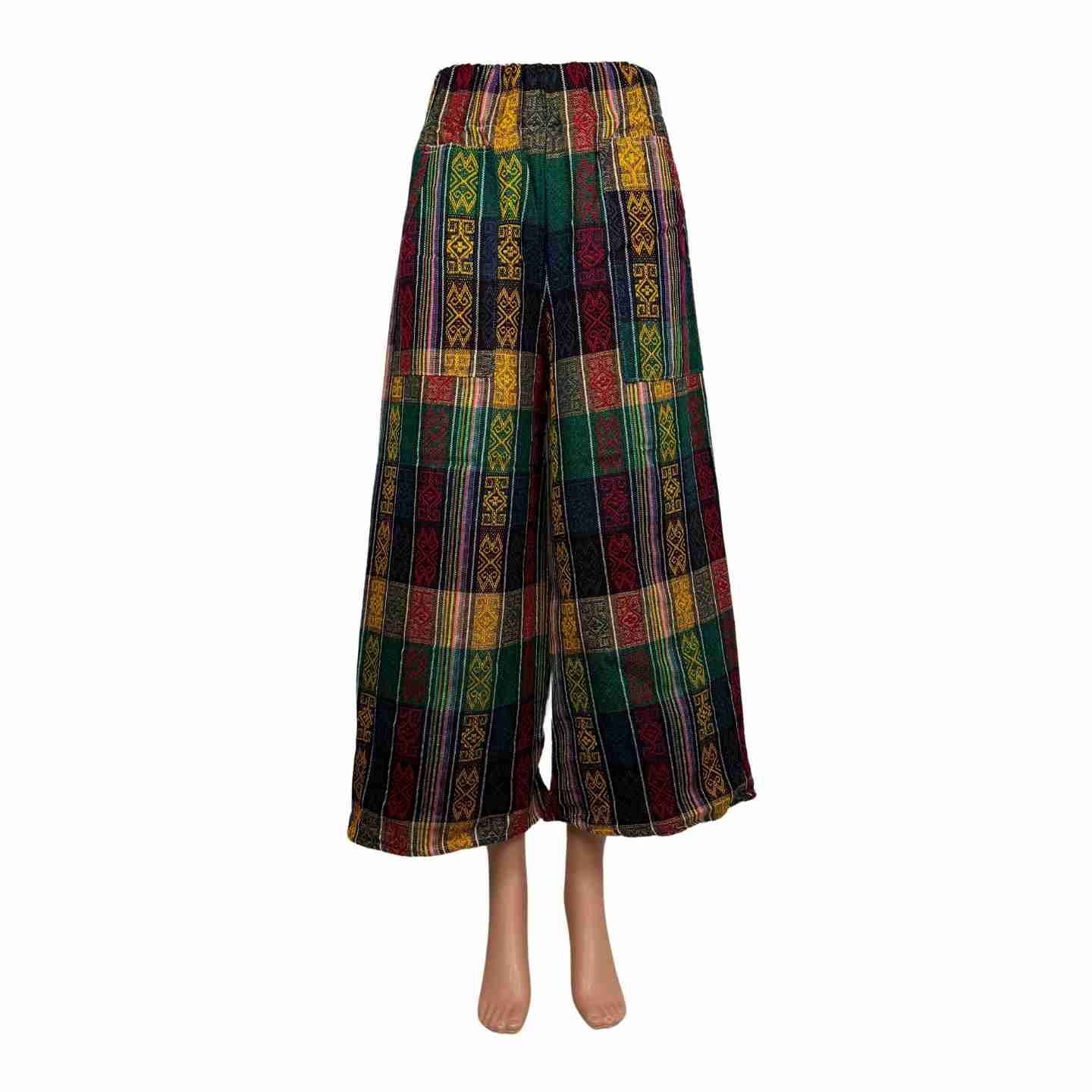 Boho Palazzo Pants with Pockets – Handmade Wide Leg Cotton Festival Pants, Unisex Hippie Trousers