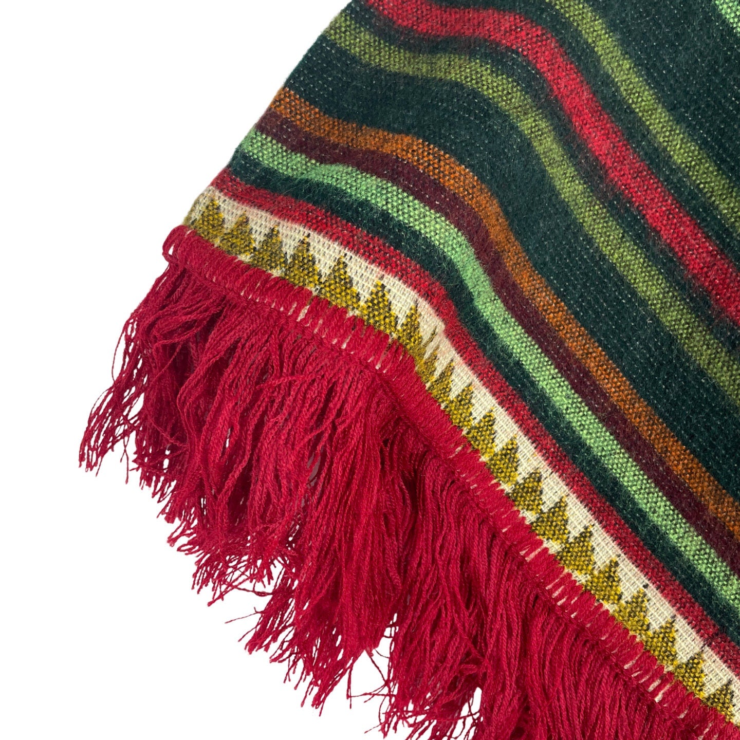 Hooded Alpaca Wool Baby Cape 0-12 months | Kids Overcoat | Red Green Stripes