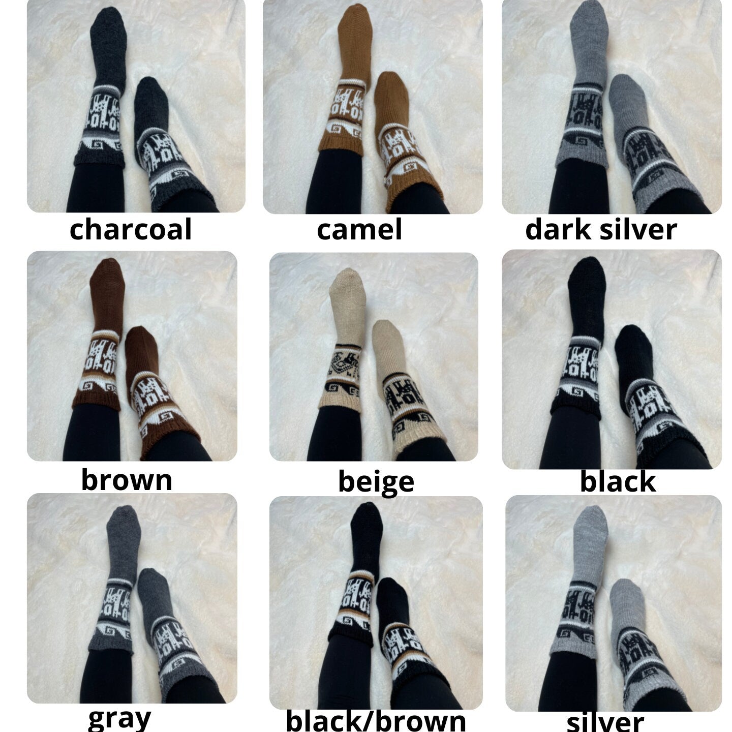 Warm Soft Winter Neutral Colors Mid Calf Socks | Size 6-8 US Adult Socks