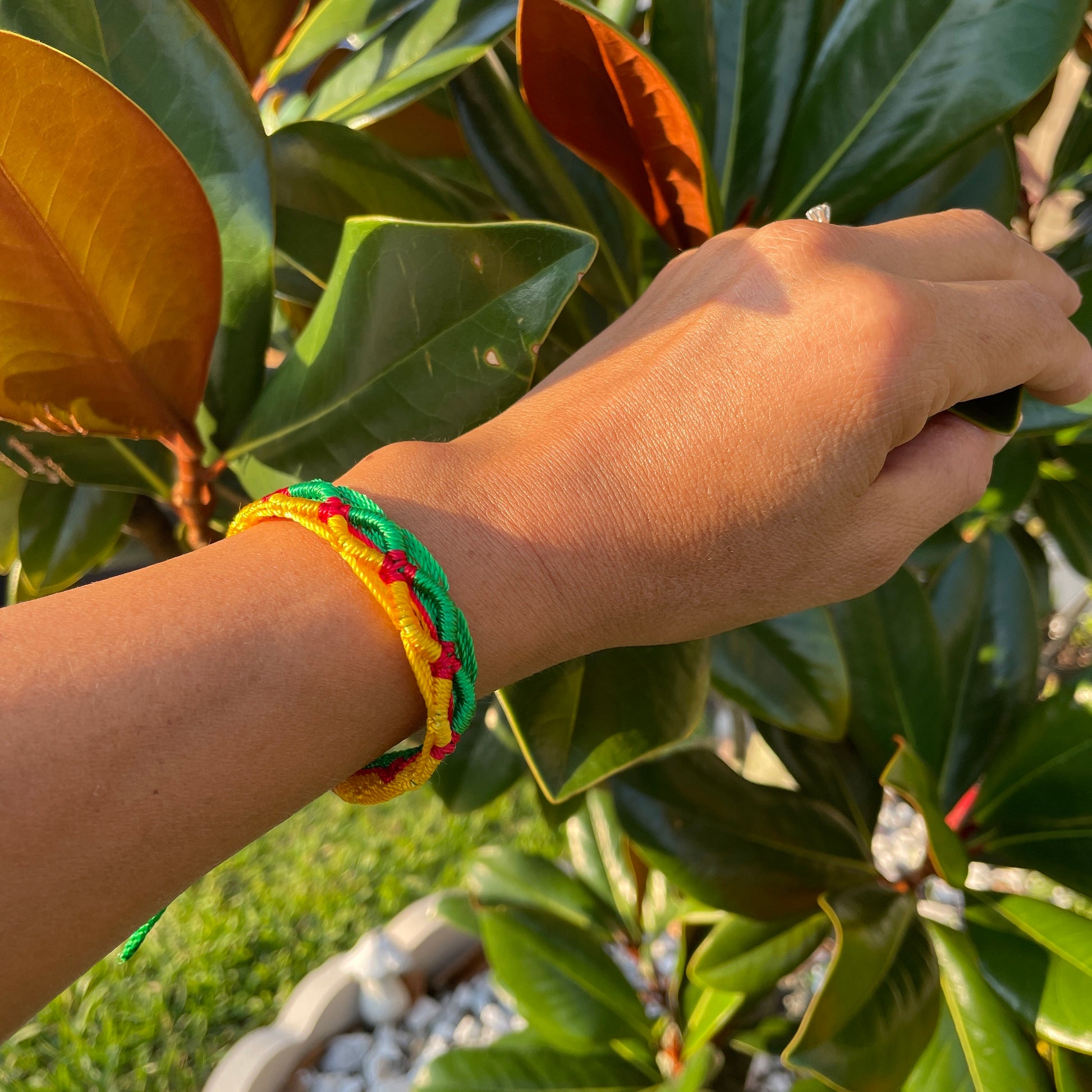 Guyana Flag Adjustable Friendship Bracelet for Men or Women