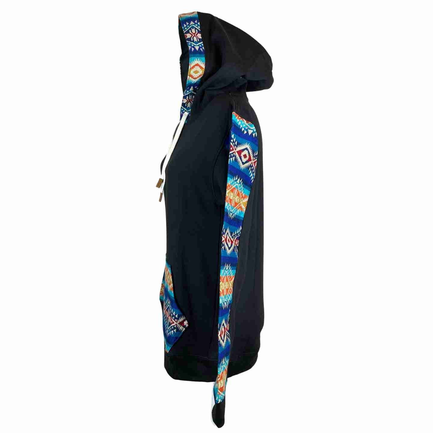 Warm Soft Mens Cotton Jacket Hoodie Size S | Navy Blue Yellow