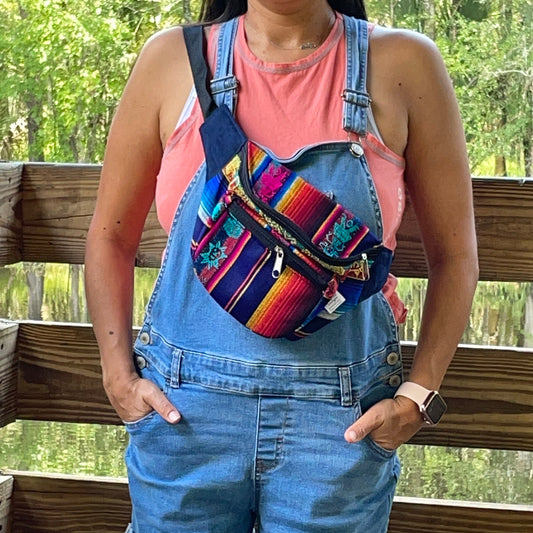 Festival Zipper Fanny Pack | Navy colorful