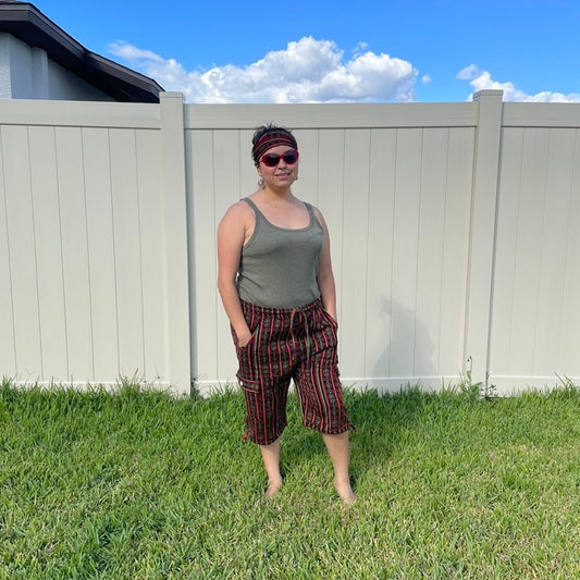 Boho Hippie Cargo Shorts Size M | Deep Rasta