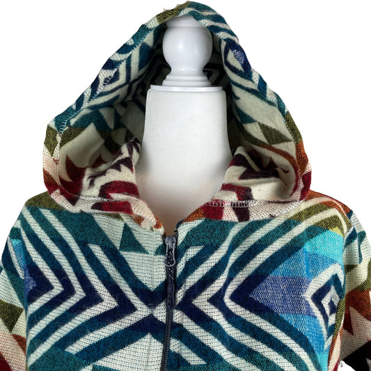 Warm Mens Alpaca Wool Jacket Hoodie | Blue Brick