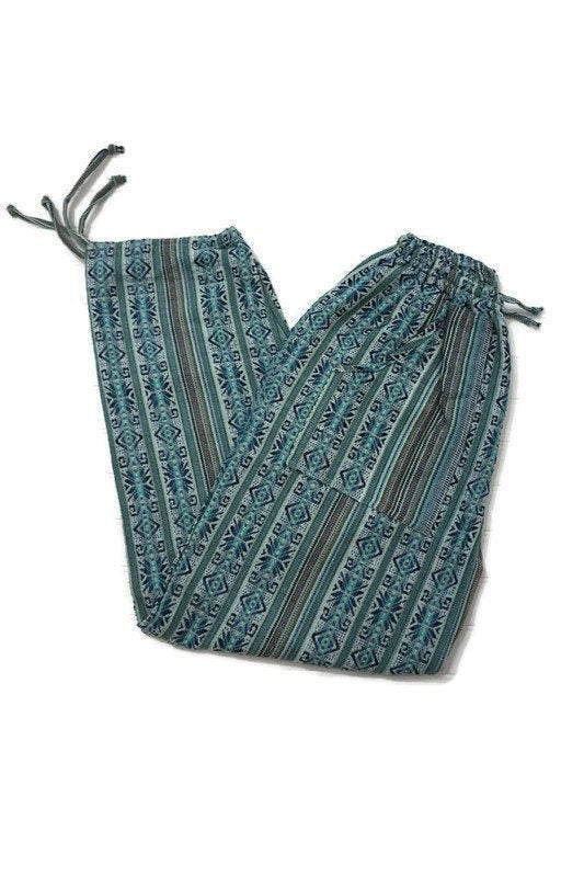 Pants Size XL | Boho Pants | Teal Turquoise Women Pants with Pockets | Lounge Wear | Father's Day Gift