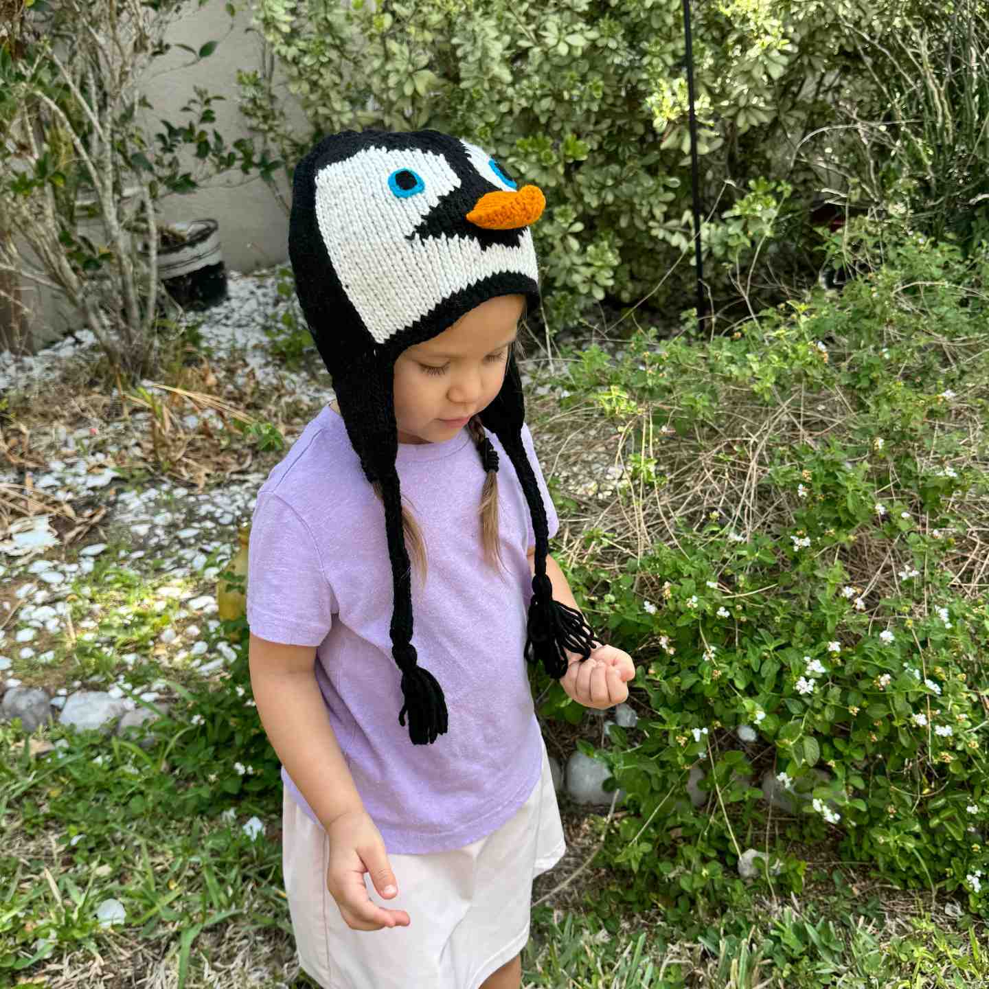 Penguin Beanie Hat 100% Wool Hand-Knitted Fleece Lined Stretchy Kids Adults Unisex