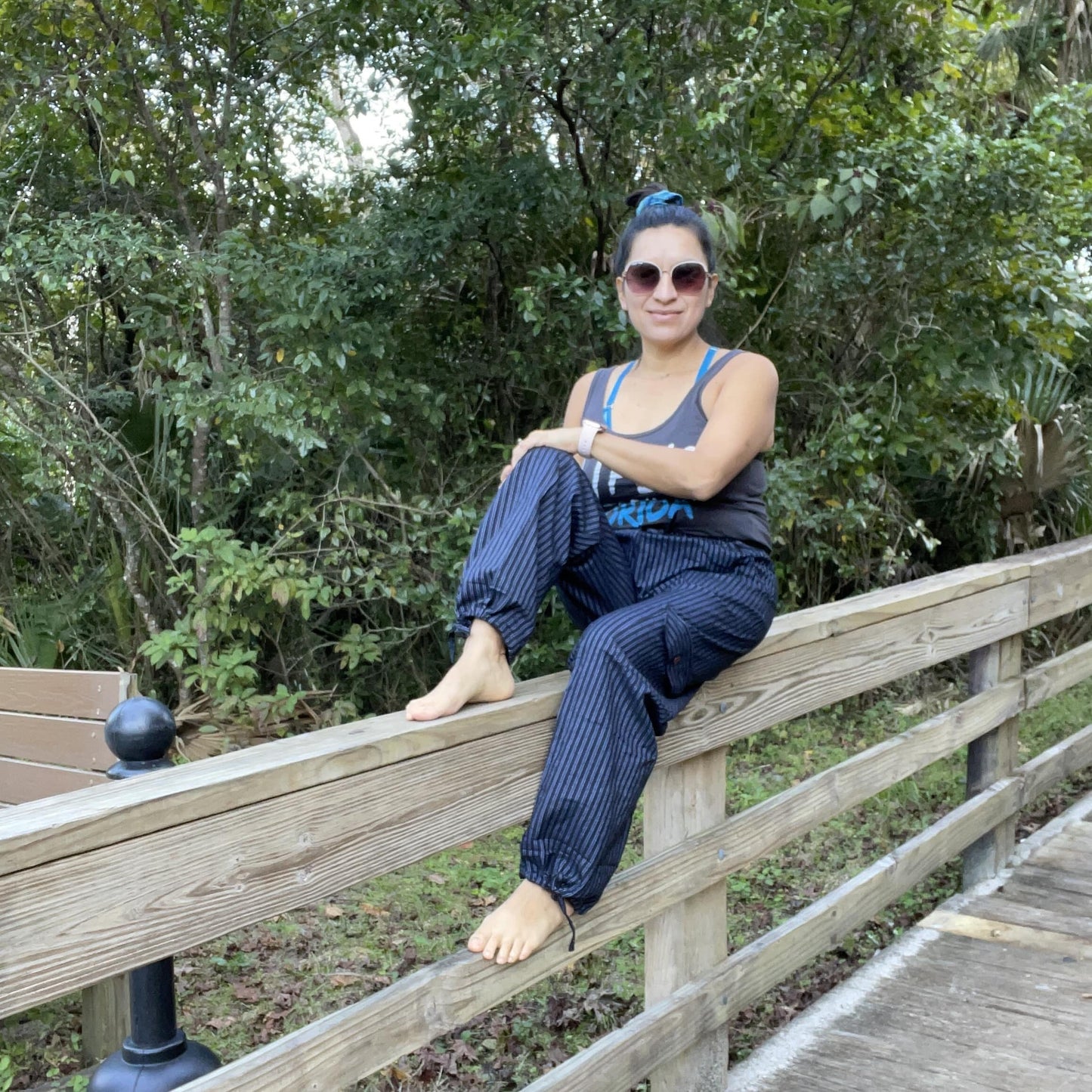 Loose Comfy Elastic Waist Pants |Loungewear Drawstring Trousers | Trendy Hippie Striped Pants | Cargo Pants | Black