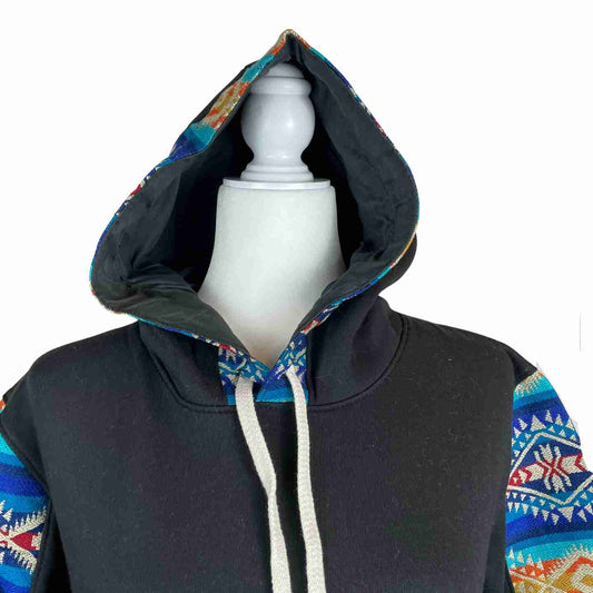 Warm Soft Mens Cotton Jacket Hoodie Size S | Navy Blue Yellow