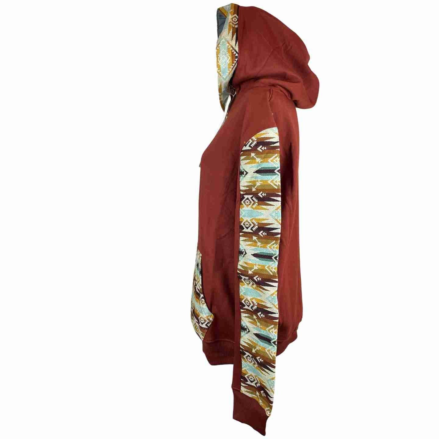 Warm Soft Mens Cotton Jacket Hoodie Size M | Burnt Orange Beige