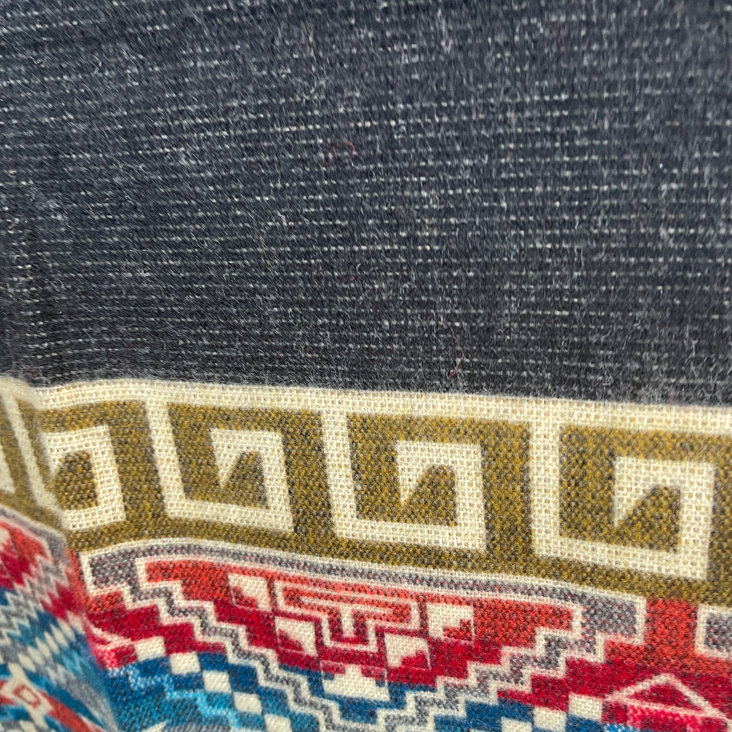 Faux Fur Hooded Hippie Poncho | Black Olive Colorful