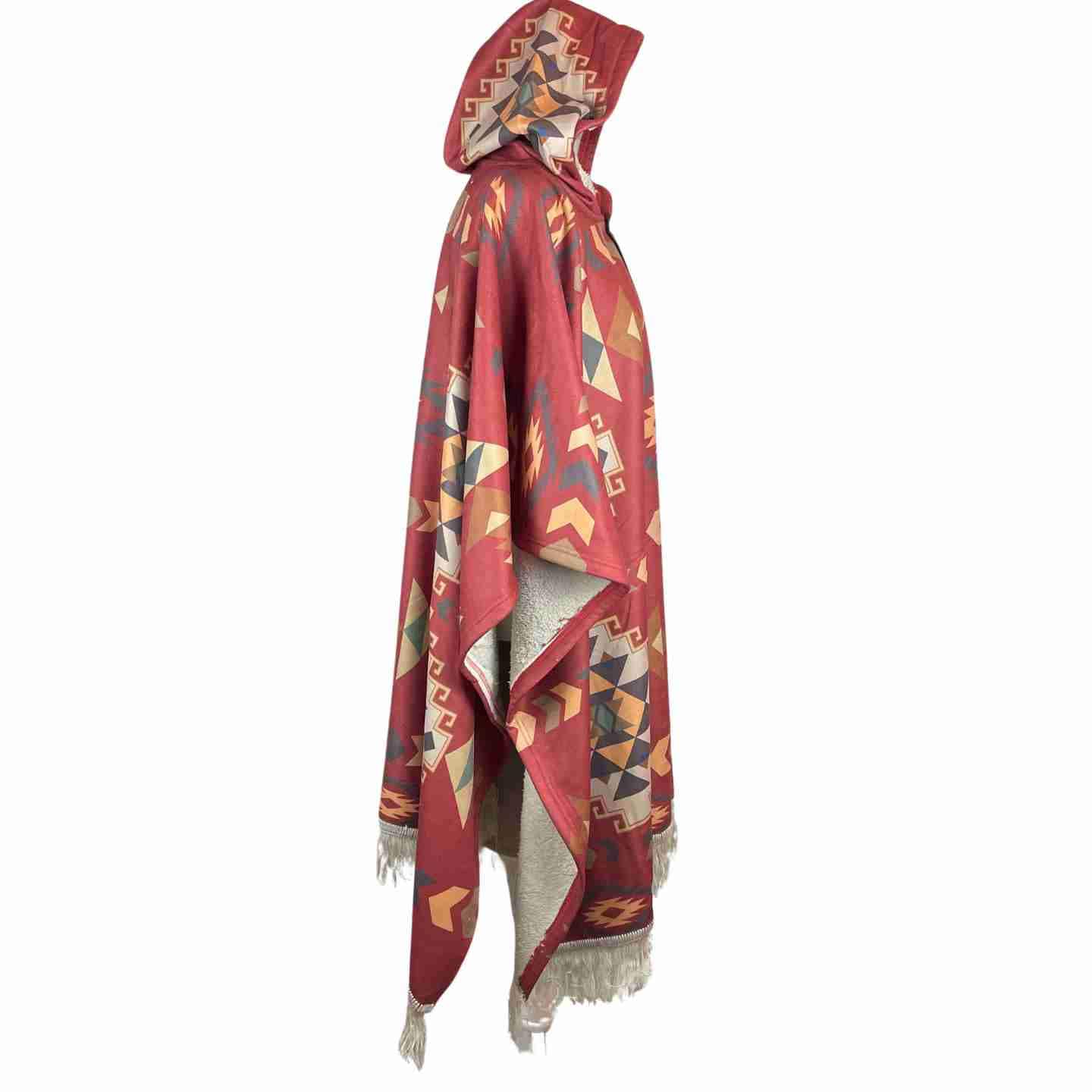 Cozy Sherpa Unisex Hooded Poncho - Rooibos Tea Tan Dessert