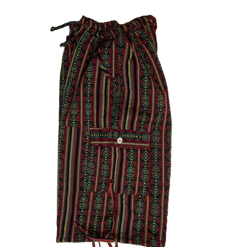 Boho Hippie Cargo Shorts Size M | Deep Rasta