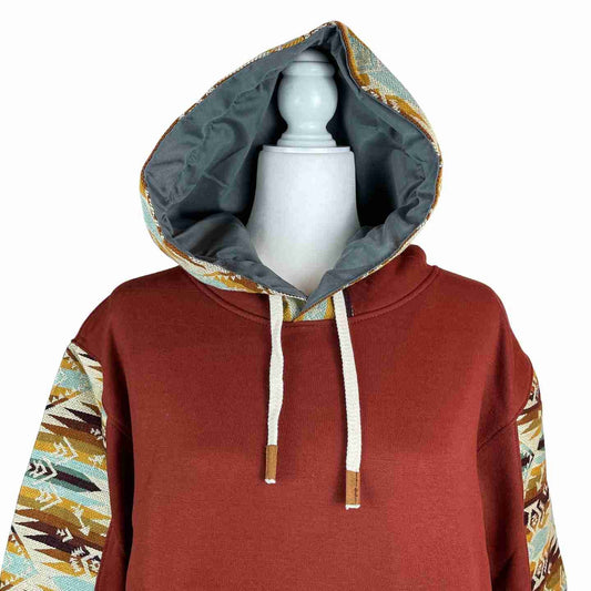 Warm Soft Mens Cotton Jacket Hoodie Size M | Burnt Orange Beige