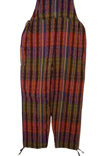 Bohemian Unisex Overalls Size M | Green Orange Multicolor