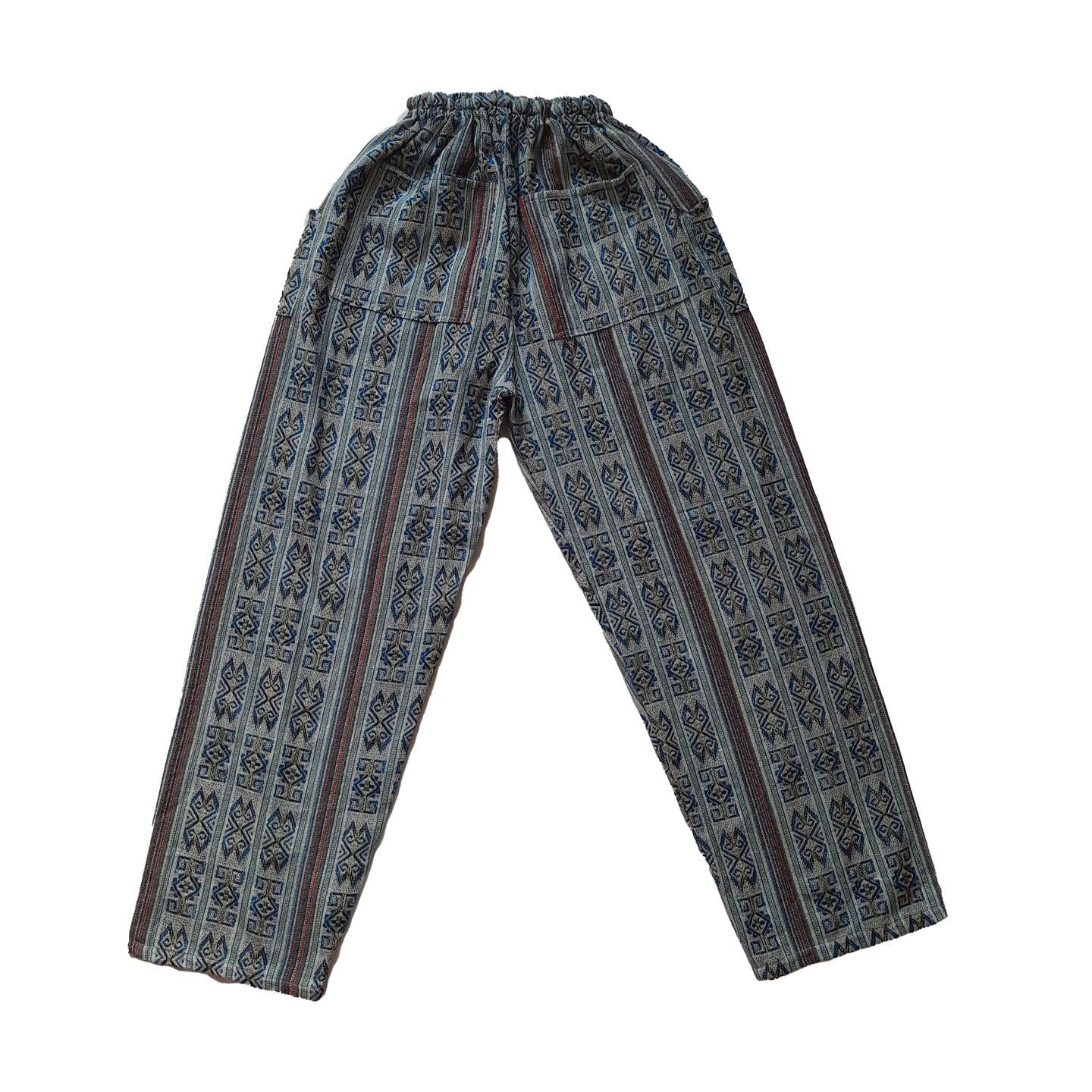 Pants Size M | Woven Mens Hippie Pants | Dark Blue White Womens Pants with 4 Pockets | Loungewear | Father's Day Gift