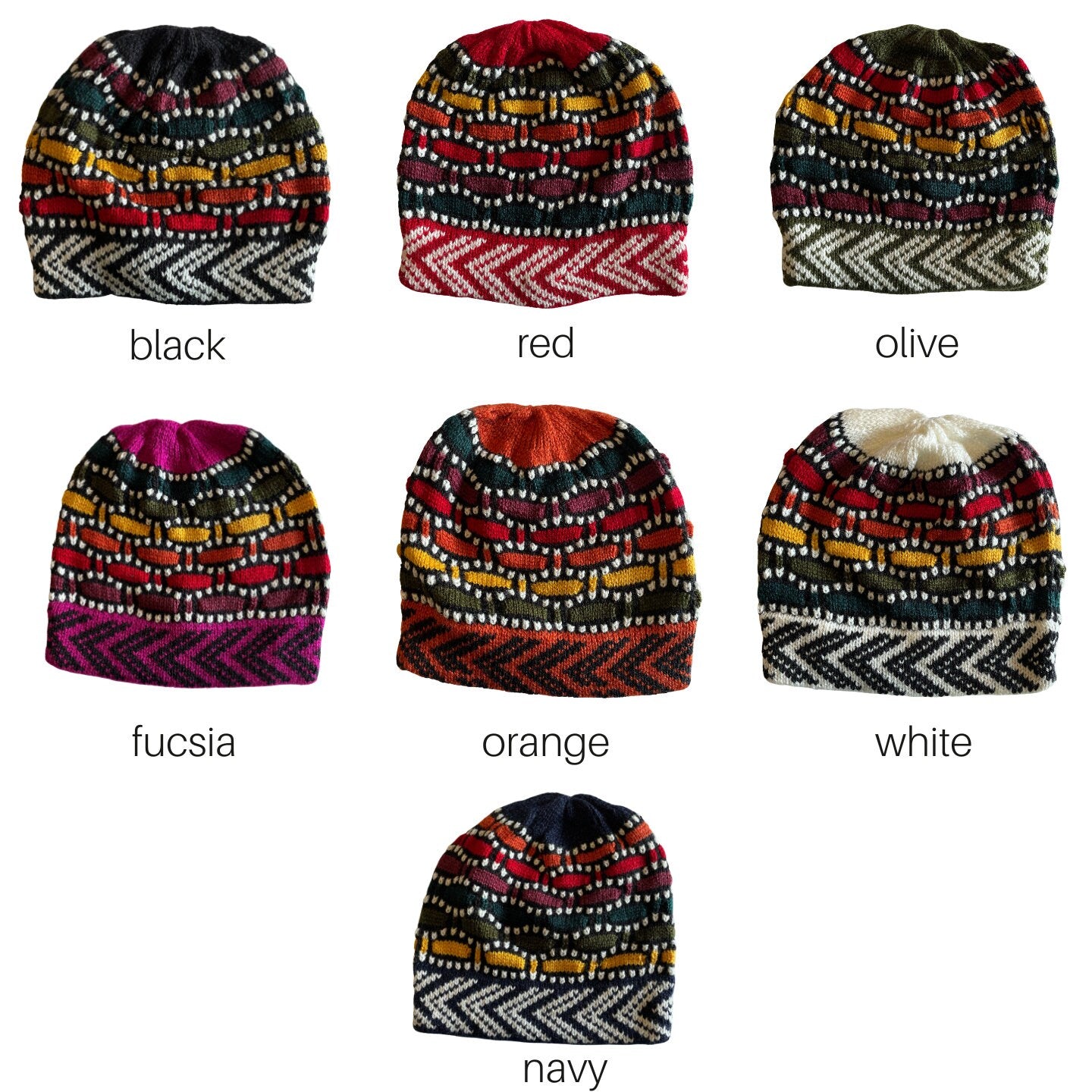 Colorful Knitted Alpaca Beanie Hat