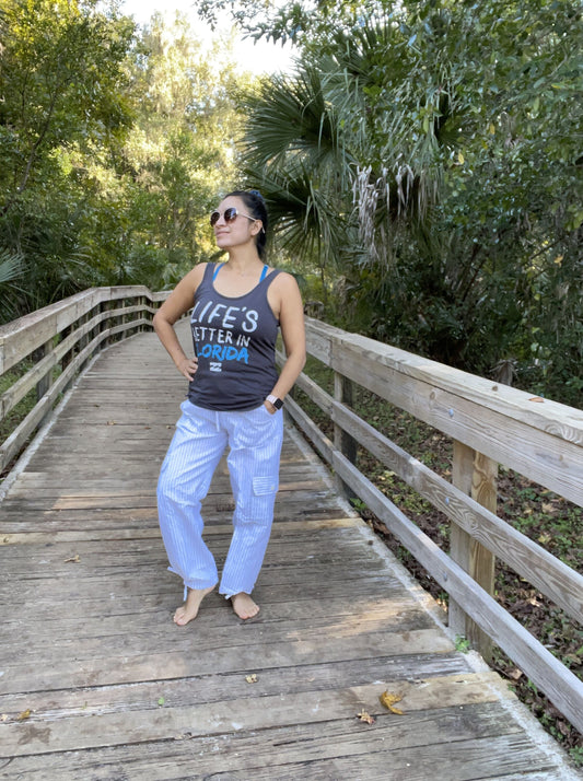 Trendy Hippie Striped Pants | White