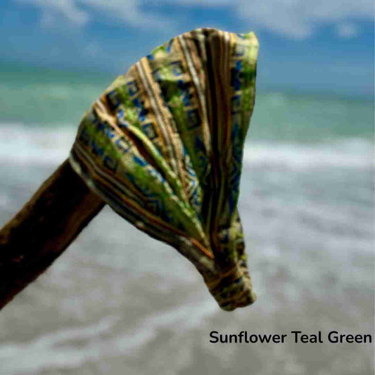 Sunflower Teal Green Wide Yoga Headband for Women and Men