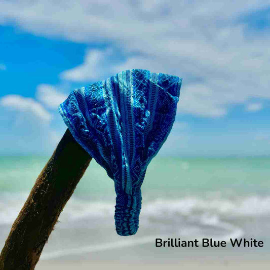 Brilliant Blue White Wide Yoga Headband for Women and Men